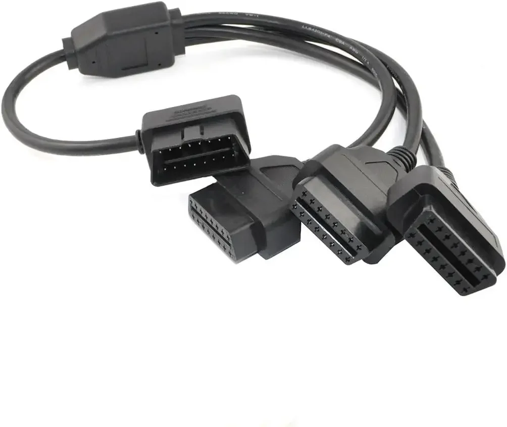 

OBD2 Splitter Cable, 1 Male to 3 Female, 16 Pin Right Angle, 1.6ft/50cm Diagnostic Extender