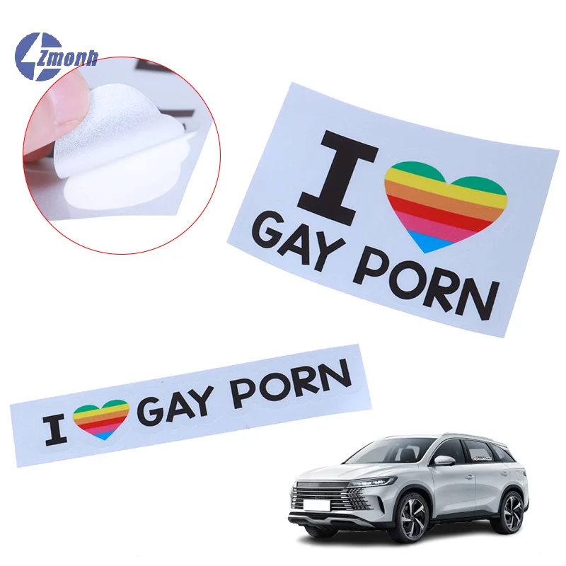 I LOVE GAY PORN Car Sticker Funny LGBTQ Rainbow Decoration Stickers Warning Reflective Decal Personality Trunk Bumper Sticker