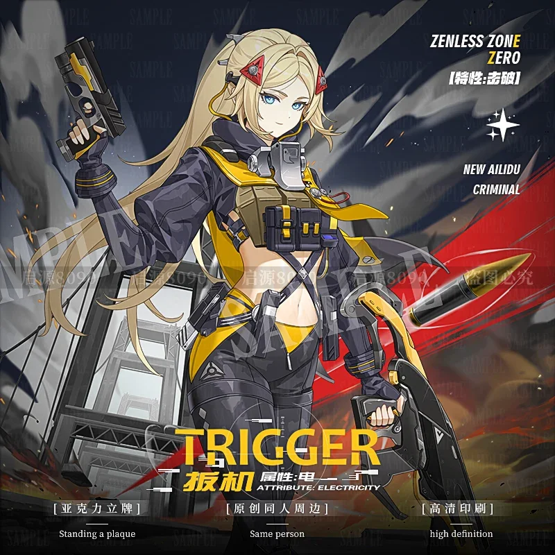

20cm Zenless Zone Zero Trigger Anime Figure HD Interlayer Acrylic Stand Model Desk Display Standing Desktop Exhibits Gift