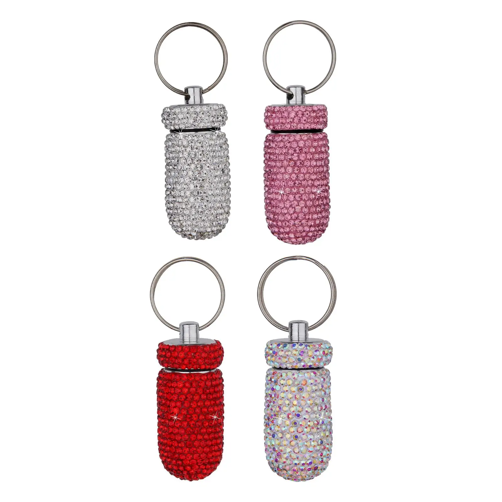 Bling Waterproof Keychain Container Aluminum Alloy Dispenser