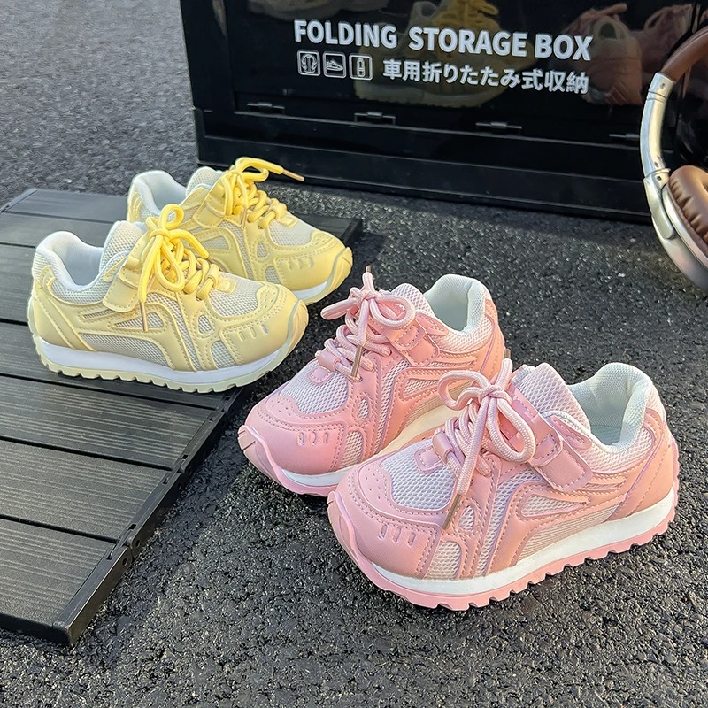 

Girls Sports Shoes Mesh Breathable Candy Color Kids Sneakers Soft Sole 2025 Spring Autumn Children Casual Running Shoes Non-slip