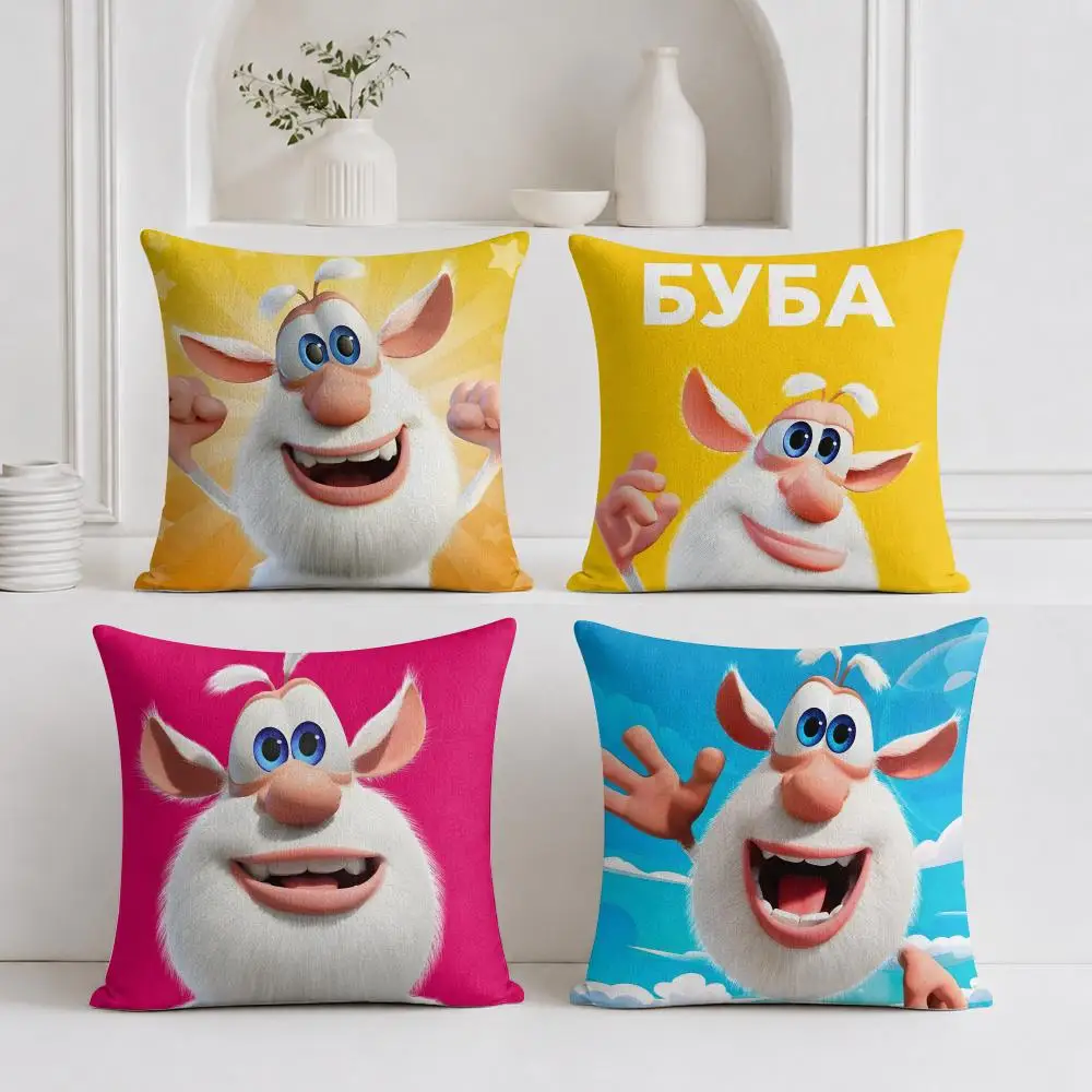 Cartoon B-Booba Funny Cute Cushion Cover Organic Linen Square Pillow Case Durable Non-Allergenic And Kind To Skin