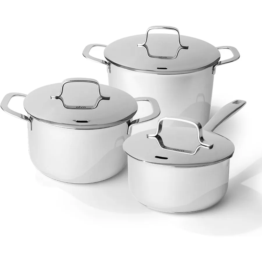 Maestro Professional Stainless Steel Cookware Set Premium Stock Pot and Saucepan with Lids NonToxic PFAS PFOA PTFEFree Kitchen