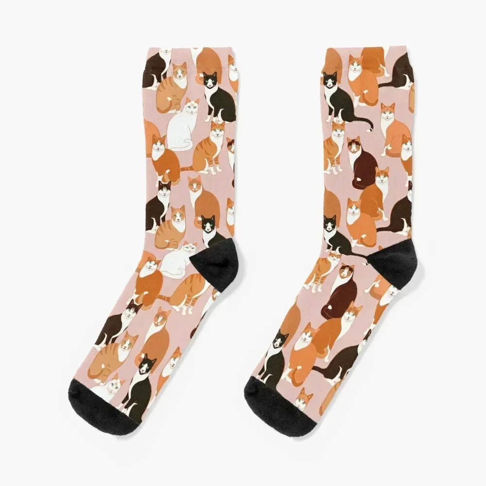 

Ginger Cats on pink Socks Crossfit shoes anti slip football valentine gift ideas Socks For Women Men's