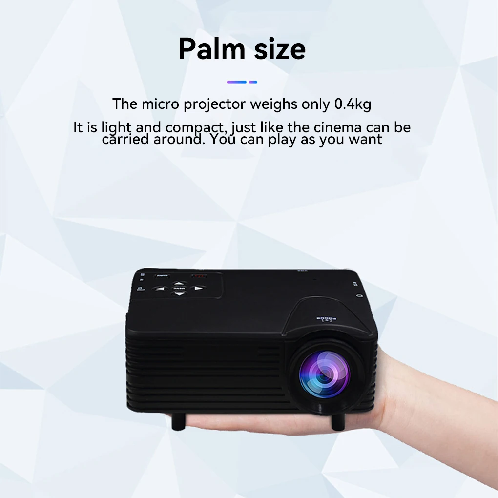 

Living Room Bedroom Remote Control Mini Projector Home Theater Office HD Projecting Machine with Earphone Port EU Plug