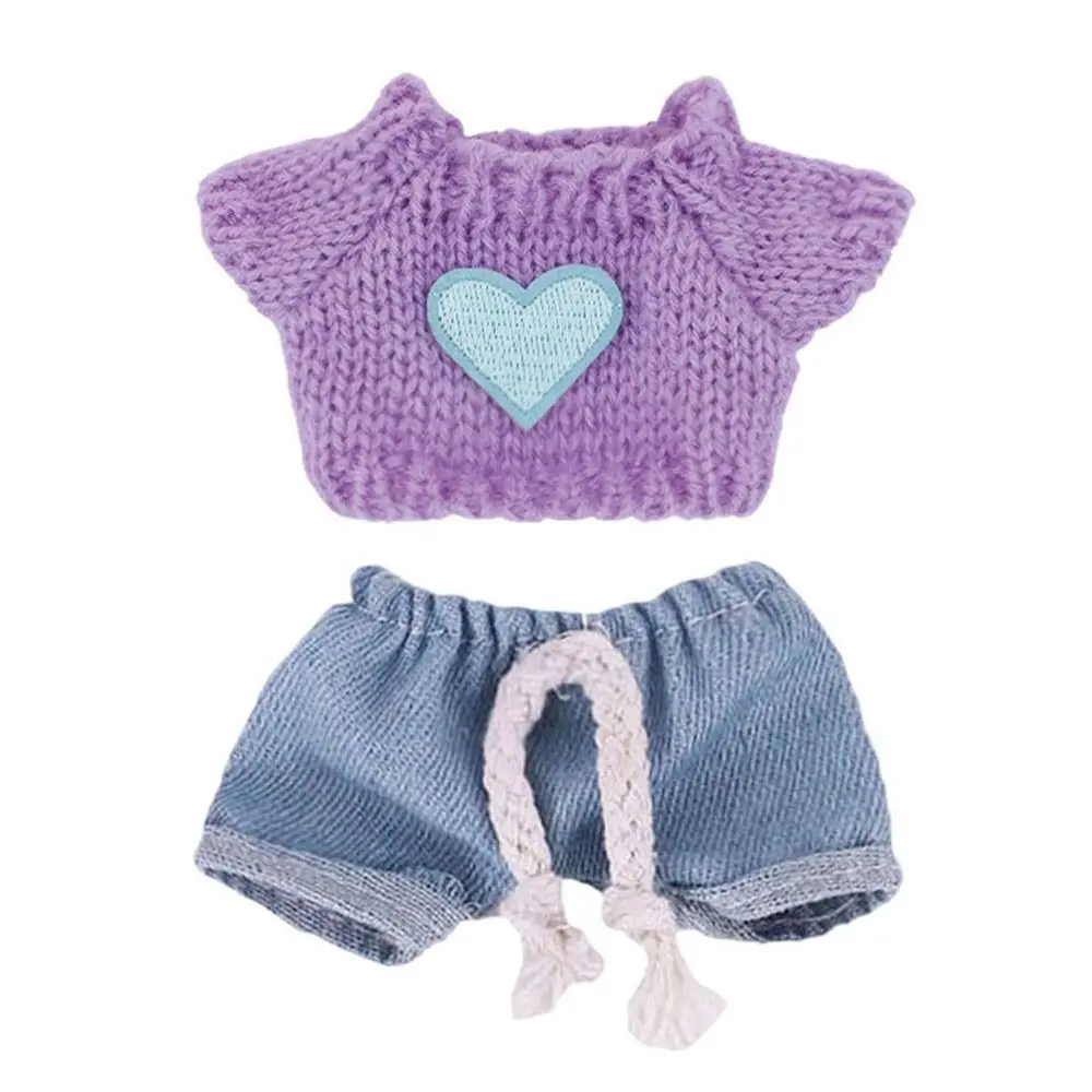 أزياء متعدد الألوان ملابس دمى استبدال DIY لمجموعات الدمى اليدوية سترة الجينز مجموعات دمية القطن