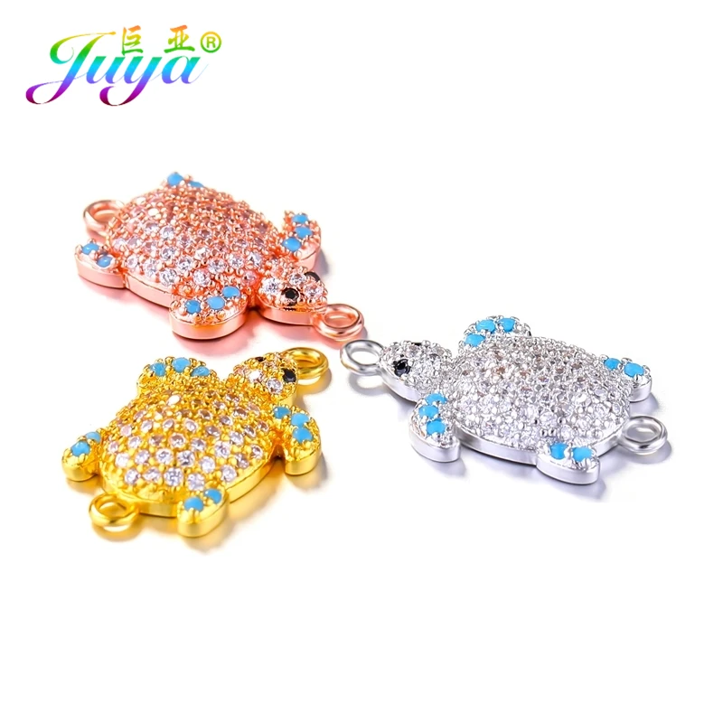 Juya DIY Luxury Gift Jewelry Making Accessories Micro Pave Turquoise Zirconia Fish Animal Butterfly Charm Connectors Supplies