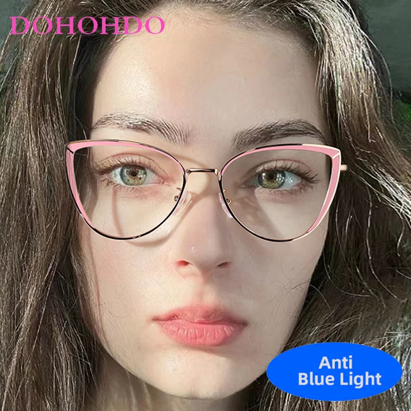 

TR90 Cat Eye Metal Anti Blue Light Glasses Women Men Fashion Luxury Brand Designer Computer Eye Protection Optical Eyeglasses