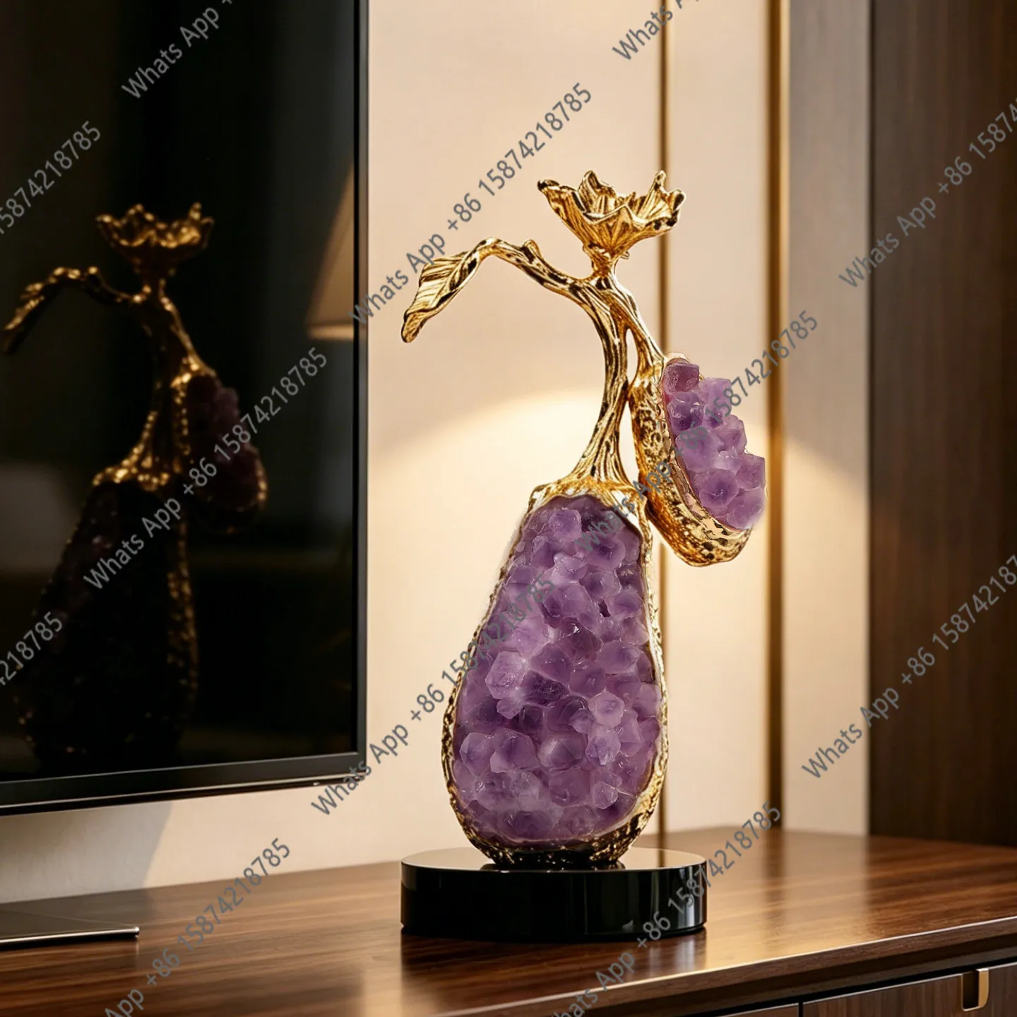 Light luxury high-end lucky amethyst gourd ornament TV cabinet wine cabinet living room Wangzhai decoration housewarming