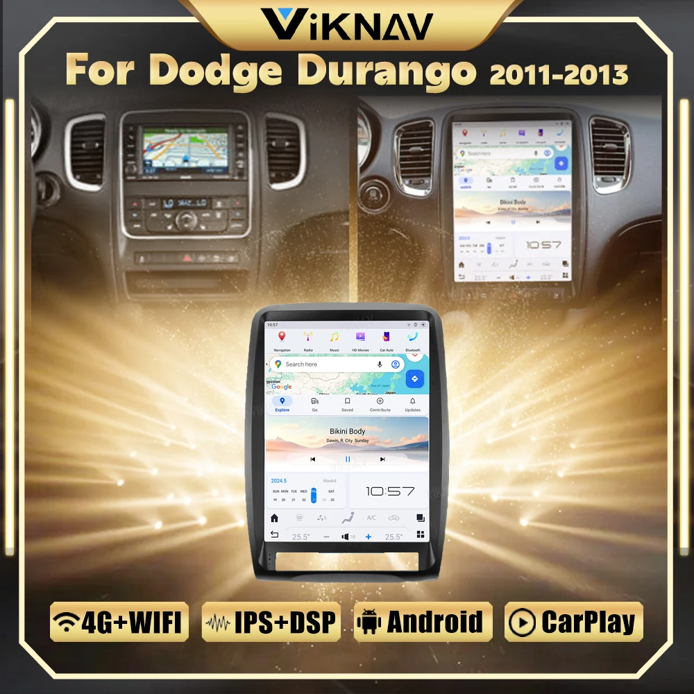 

13,8-дюймовый автомобильный радиоприемник Android 13 для Dodge Durango 2011 2012 2013, автомобильный GPS-навигатор, мультимедийный плеер, головное устройство с сенсорным экраном