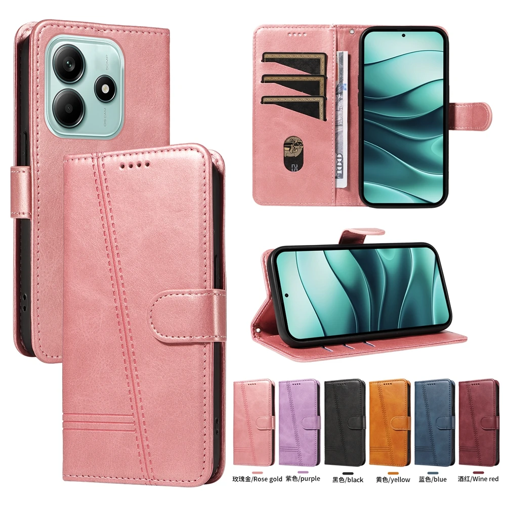Magnet Leather Wallet Flip Case on For Redmi Note 8 8T 9 10 11 11S 12 12S 12R 13 14 14S Pro Plus 4G 5G Phone Cover Shockproof