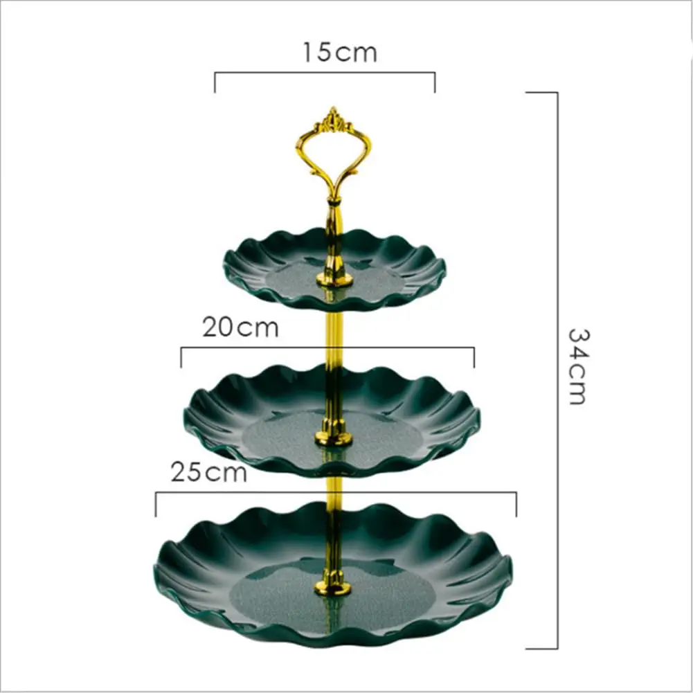 3 Tier Round Serving Trays Plastic Party Cake Stand and Cupcake Holder Fruits Dessert Display Plate Table Decoration for Christm