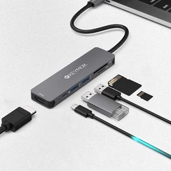 $29-$3 (KR0001) USB C-4K HDMI 100W PD 2 USB 2.0 포트 SD 카드 리더, KEYMOX 멀티 포트 어댑터, 동글 노트북 독, USB 분배기, 6 in 1 허브 3.0