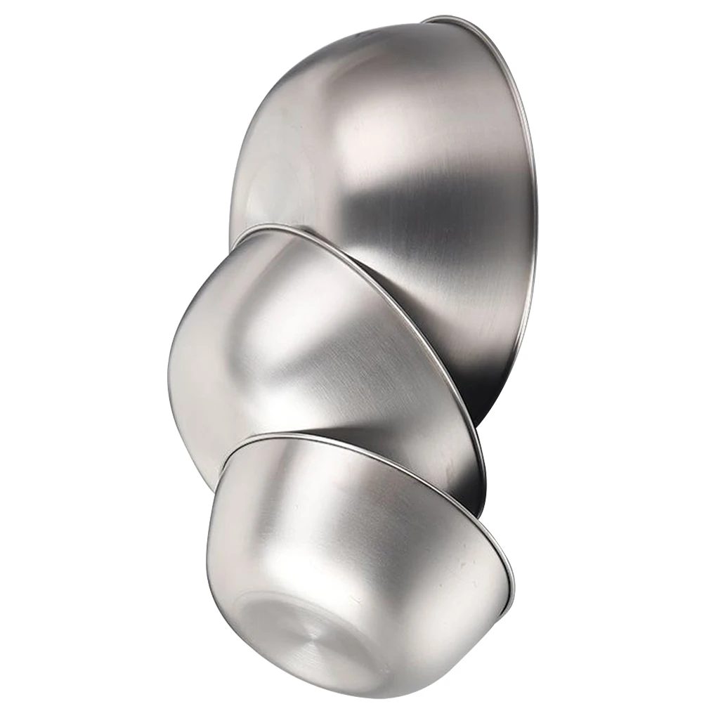 

3 Pcs Stainless Steel Mixing Bowls Large Capacity Salad Kitchen Food Fruit Baking Bowl Meal Prep Kneading Easy Cleaning