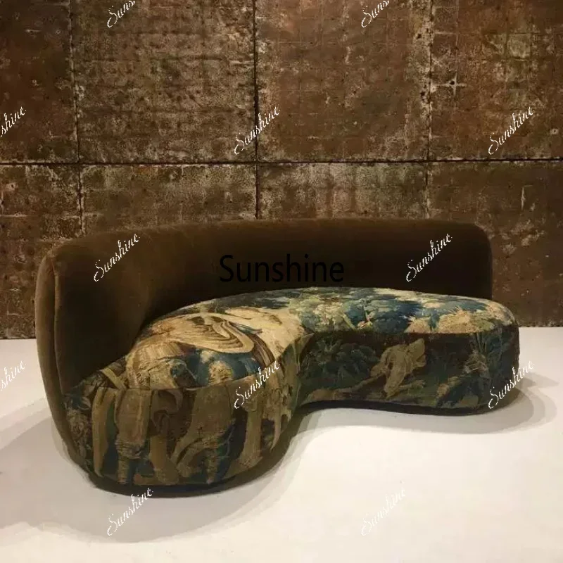 YMedieval style special-shaped cashew nut fabric sofa double jacquard fabric Hushan pattern color matching