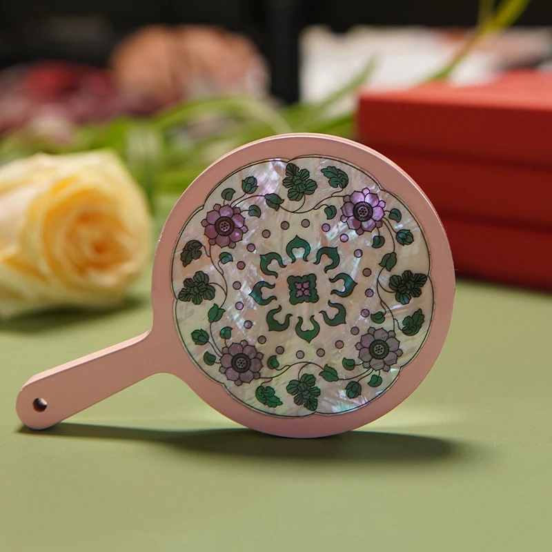 Nuodian makeup mirror retro handle makeup mirror hand-held