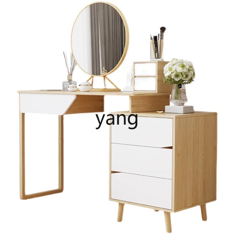 

LMM dresser retractable storage cabinet integrated modern simplicity with round mirror bedroom home
