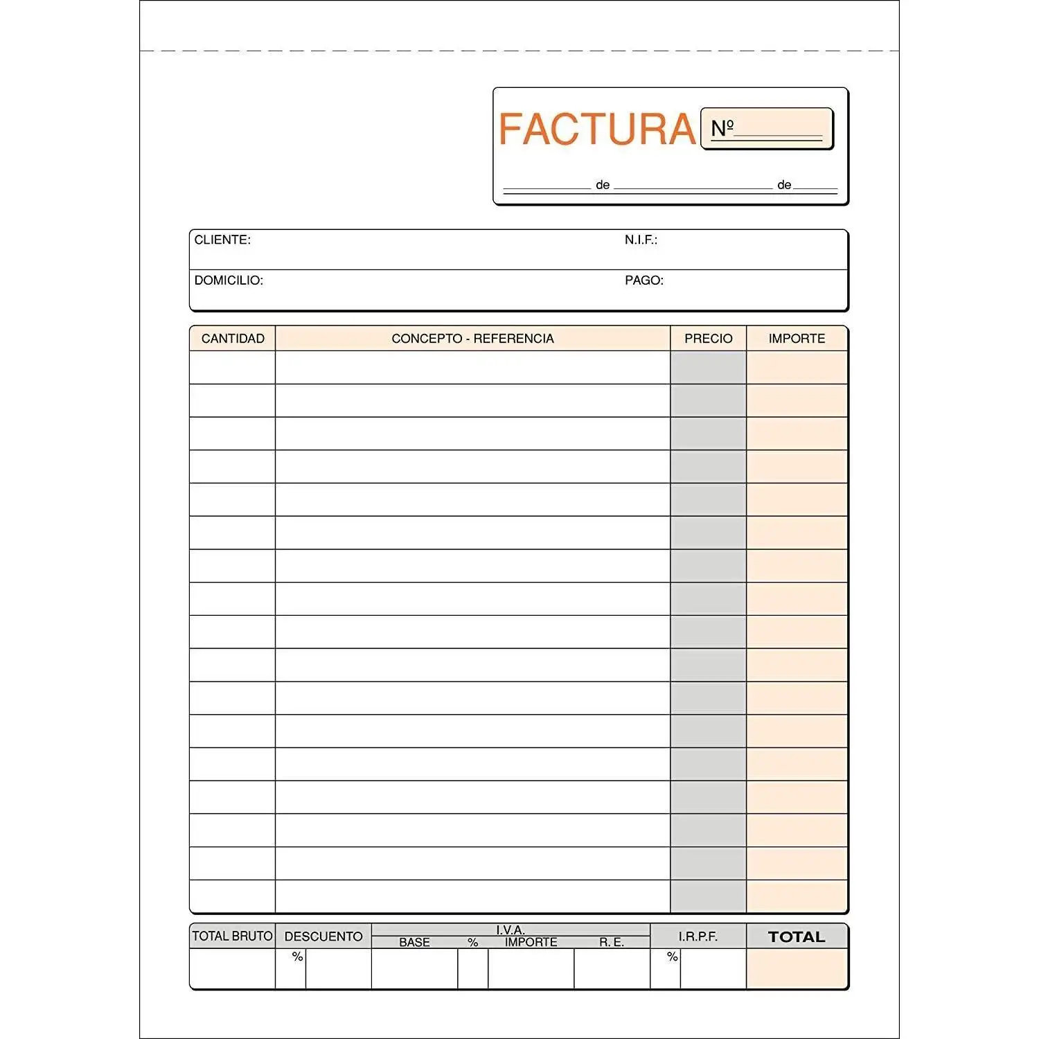 Talonario de facturas Albaranes de 2 copias 25-35 Juegos Autocopiativo Pack 6 Unds,