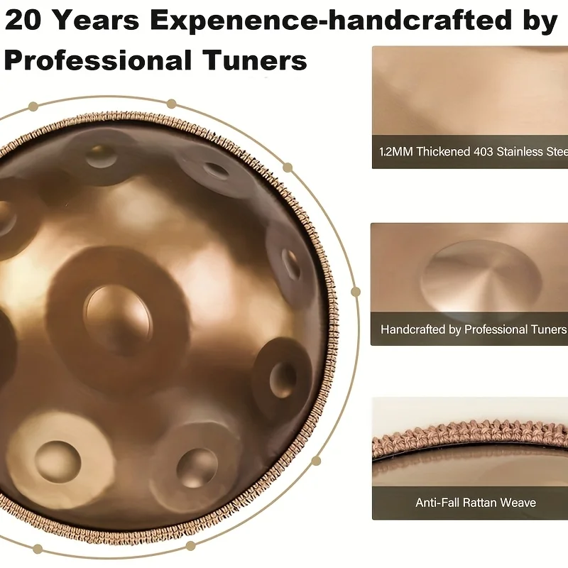 

Handpan Drum 18 Inches D Minor Kurd, 440Hz 9 Notes Hand Drum Instrument, Premium Steel Hand Drum,