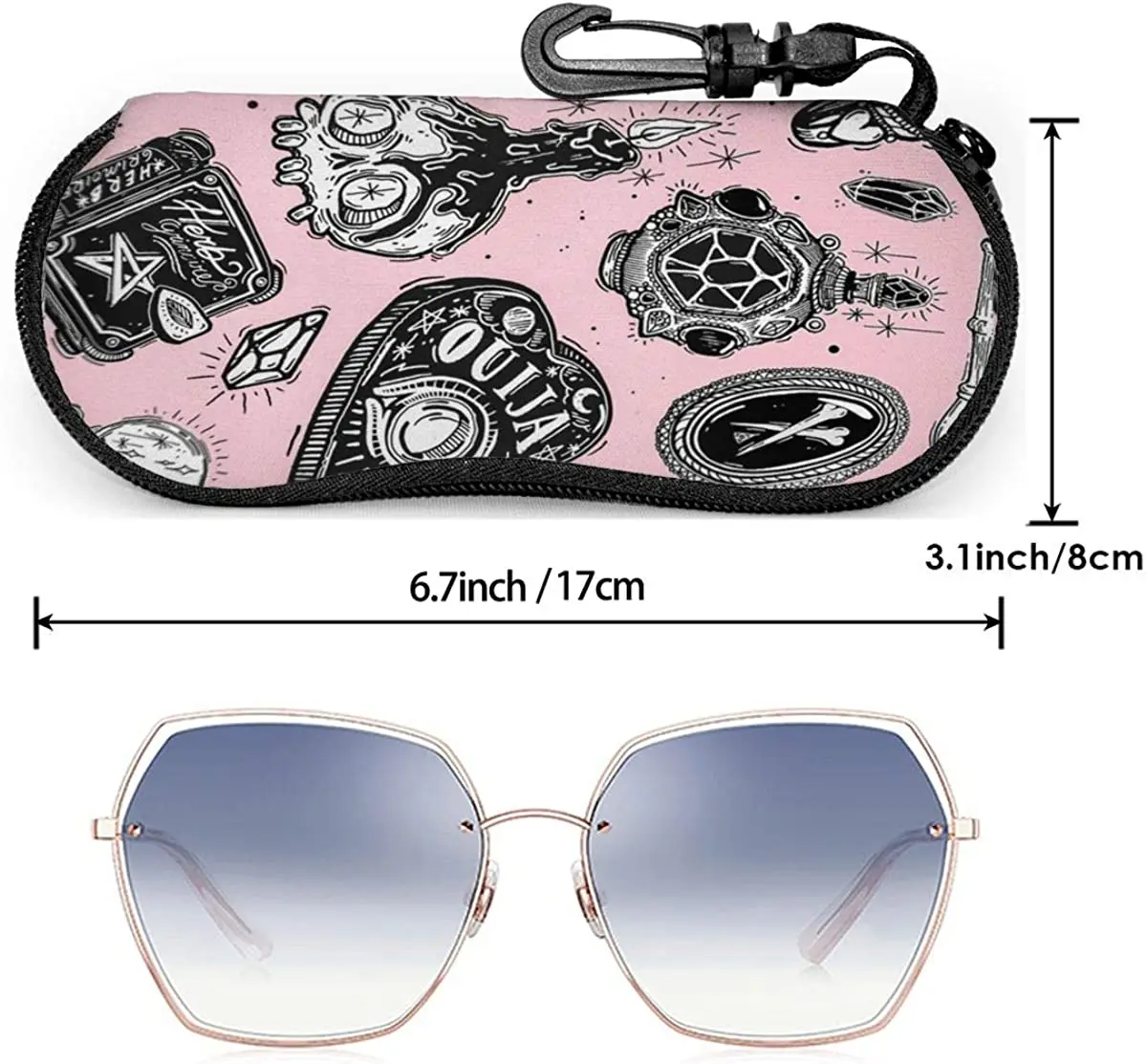 Witch Witchy Sunglasses Case for Men Women, Ultra Light Soft Portable Zipper Glasses Case Eyeglass Pouch with Belt Clip