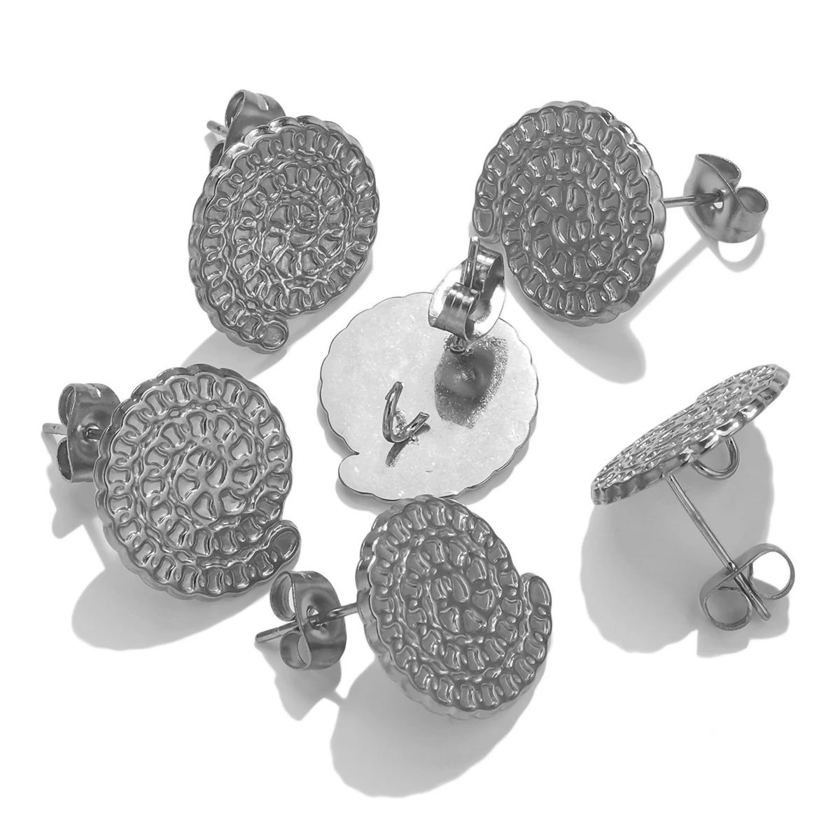

6pcs Stainless Steel PVD Plated Earring Finding Base Round Posts Studs Ear Jewelry Making Supplies DIY Earrings Components