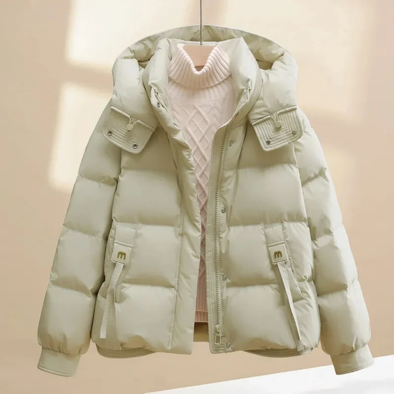 

Women Winter Coat Jacket Warm Down Cotton Parkas New Korean Loose Thick Warm Hooded Cotton Overcoat Female Cotton Padded Parkas