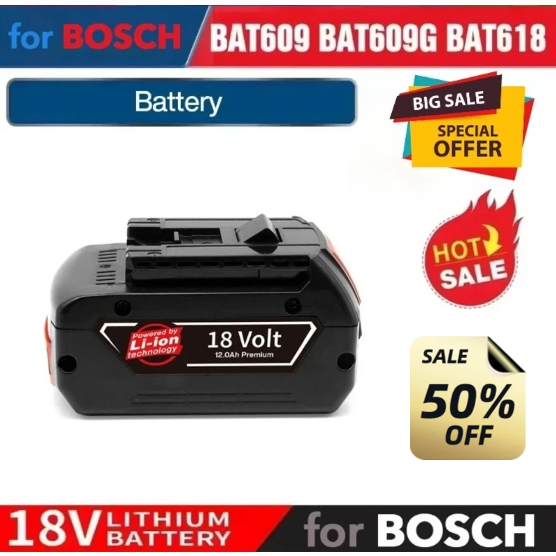 

NEW for BOSCH 18V 12Ah LITHIUM-ION BATTERY GBA 18V ProfessionalGBA GSR GSB BAT618 BAT609 W/Fuel Guage