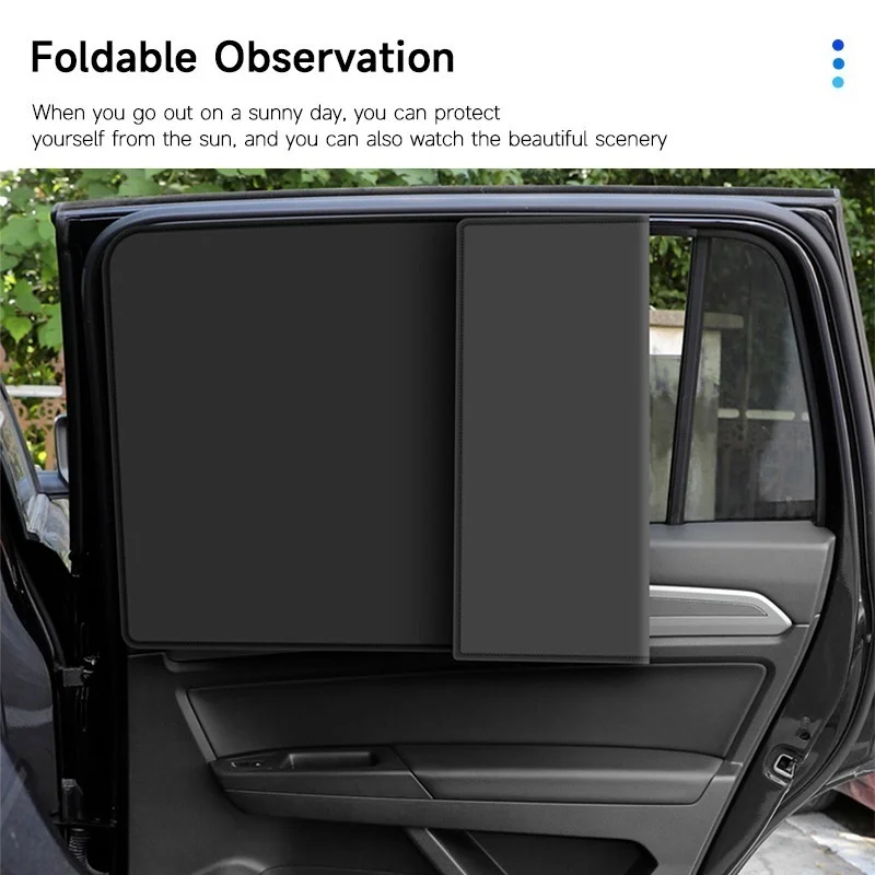 Car Magnetic Sun Shade Cover Side Window Sunshade UV Protection Black Curtain Mesh Full Blackout Blackout Film Car Accessories