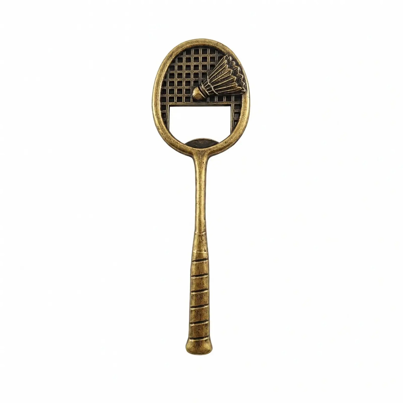 Creative Badminton Racket Bottle Opener Alloy Metal with Antique Style Finish Built in Rectangular Cutout for Beer Soda Bottles