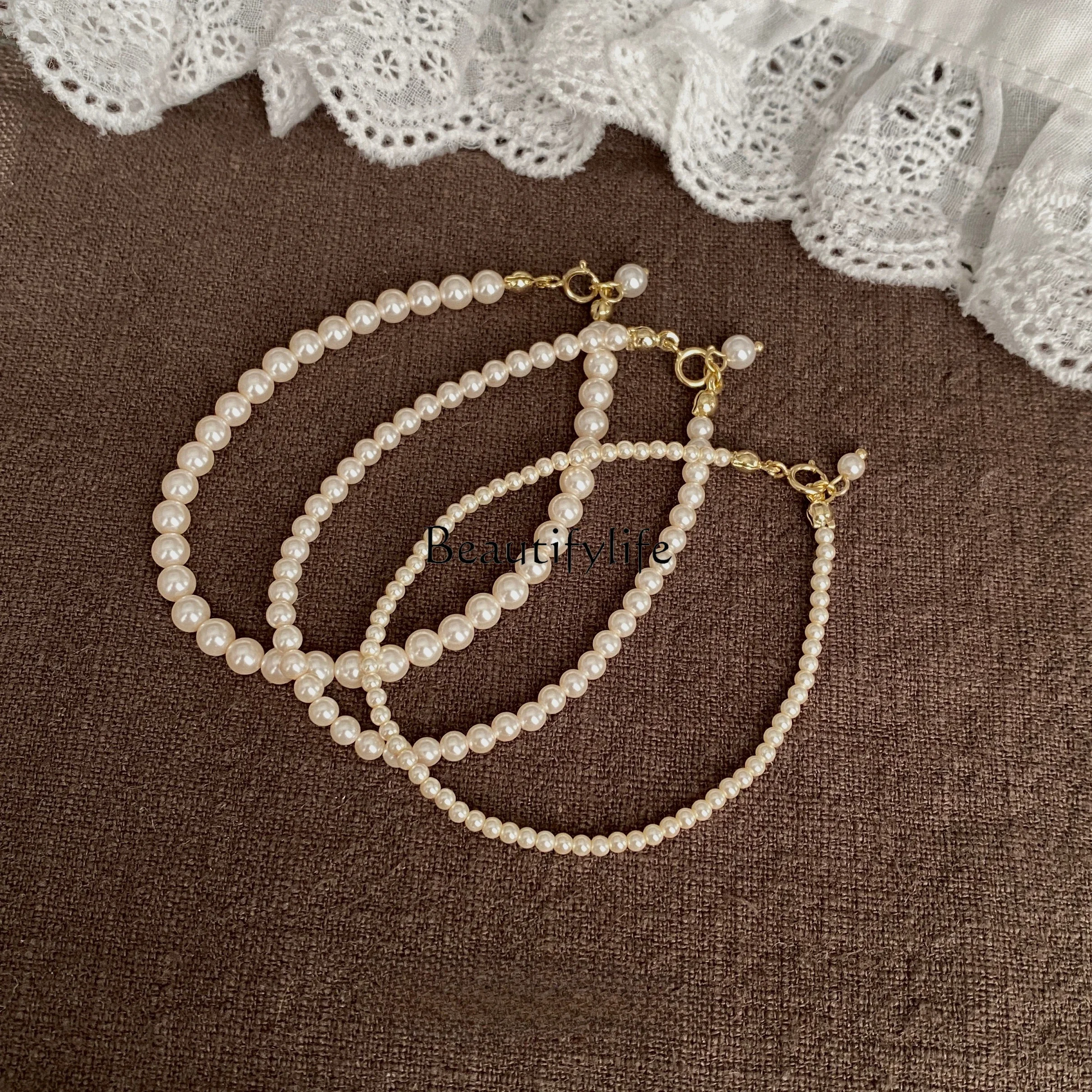 

Cream White Pearl Bracelet Refined Grace Niche Design High-Grade Bracelet for Women