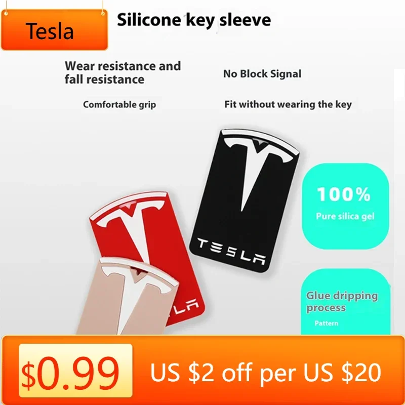 

Силиконовый чехол-держатель для ключей Tesla, совместимый с аксессуарами для защиты ключей Tesla Model 3/Model Y
