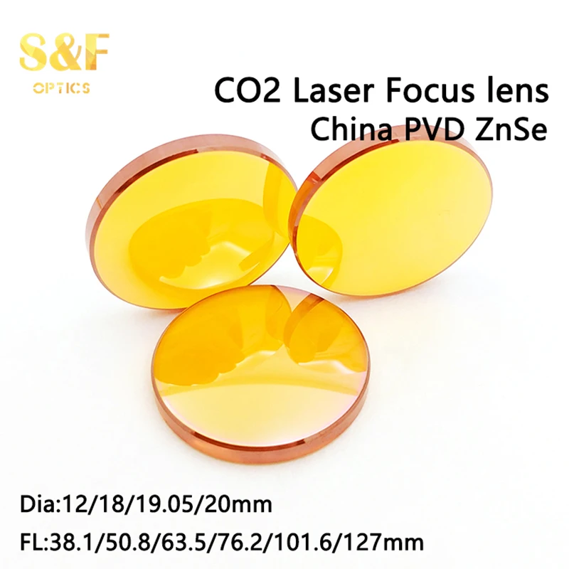 S&F China PVD ZnSe D12 18 19.05 20mm FL 38.1 50.8 63.5 101.6 127 190 Plano Convex CO2 Laser Focus Lens for Laser Cutting Machine