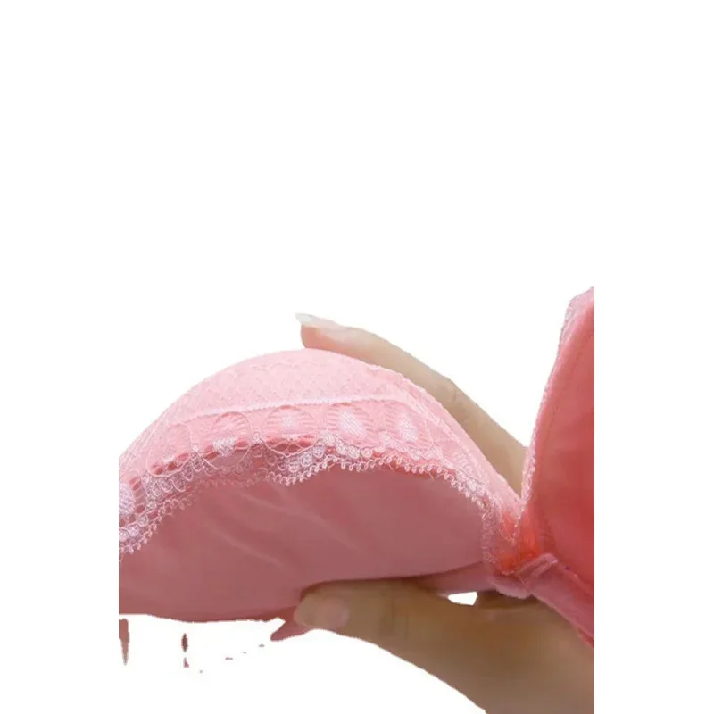 Sujetador push-up de encaje engrosado de 8 cm sin aros para copas C/D, bralette ultra suave con tirantes ajustables, escote pronunciado sin aros KUCLUT