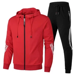 2024 Men Autumn Winter Sport Suits Casual Outdoor Zipper Jackets and Sweatpants Jogging Set Male Fleece Hoodie Tracksuit