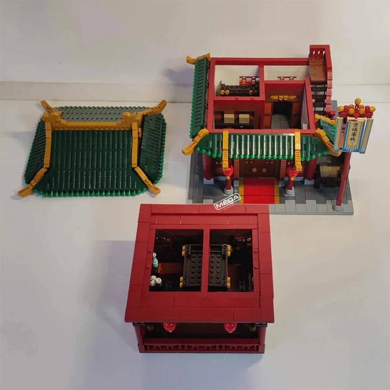 Bloques de construcción de arquitectura tradicional china, 3046 Uds., Zhonghua Street Inn, Hotel, modelo de ladrillos, juguetes para decoración de escritorio para adultos