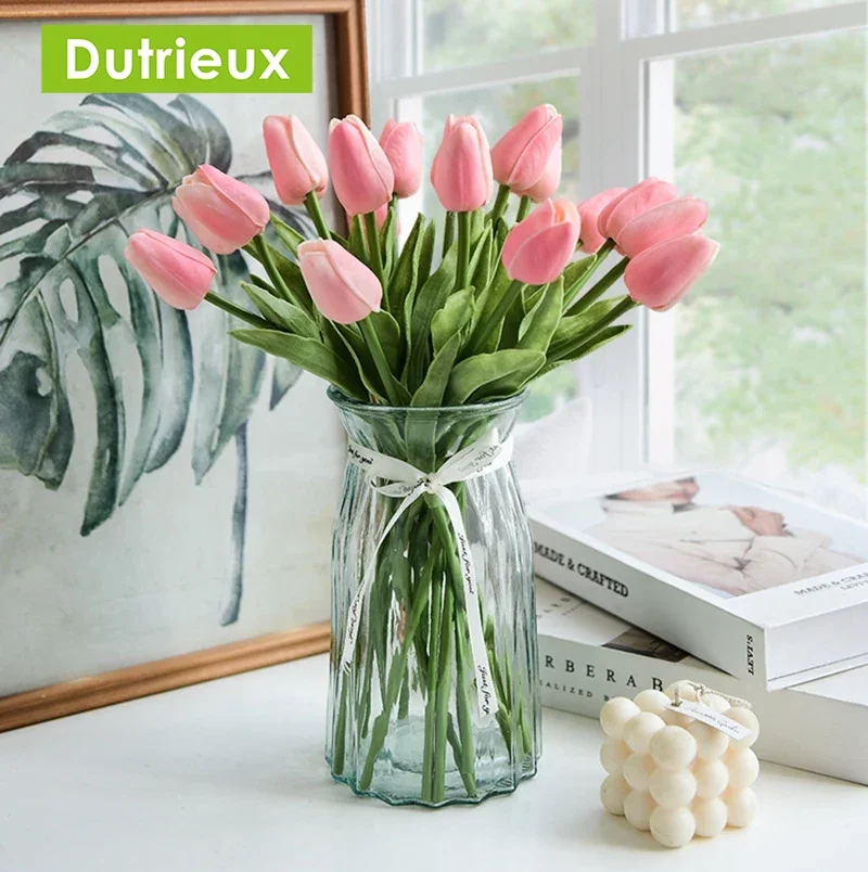 5Pcs Artificial Tulips Tulip Simulation Bouquet Realistic Touch Nordic Style Essential for Wedding Home Decoration Dried Flowers