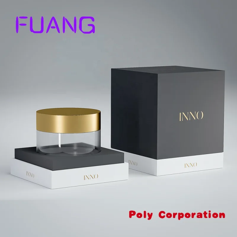 Custom  Product Black Skincare Packaging Gift Box Custom Luxury Perfume Neck Shoulder Rigid Boxes Jar Contpacking box for small