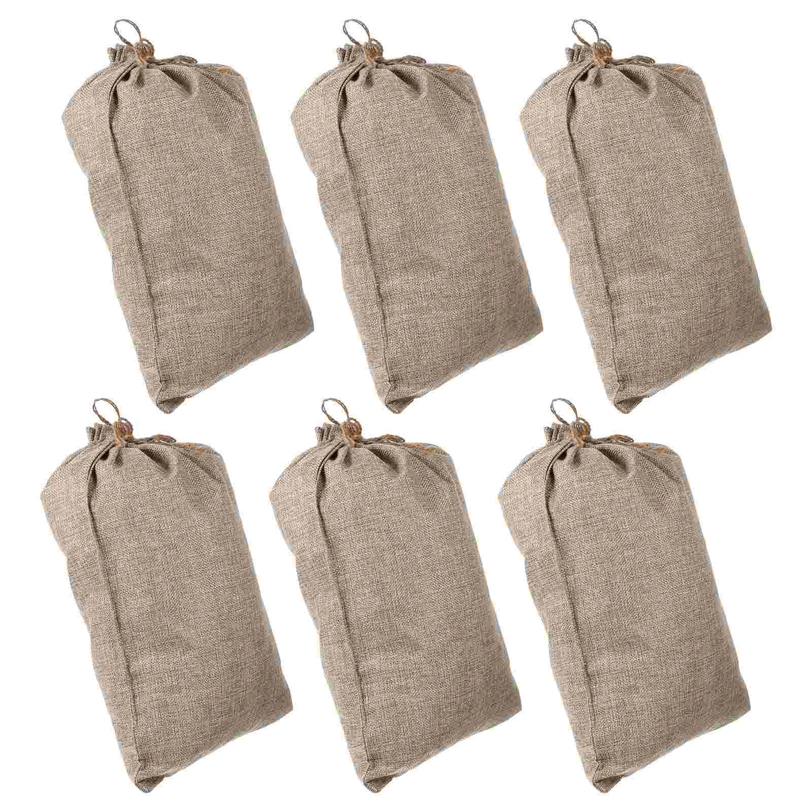 6 Pcs with Drawstring Burlap Bag Bags Gunny Sack Pouches Reusable Food Storage Potato Sacks Vegetable