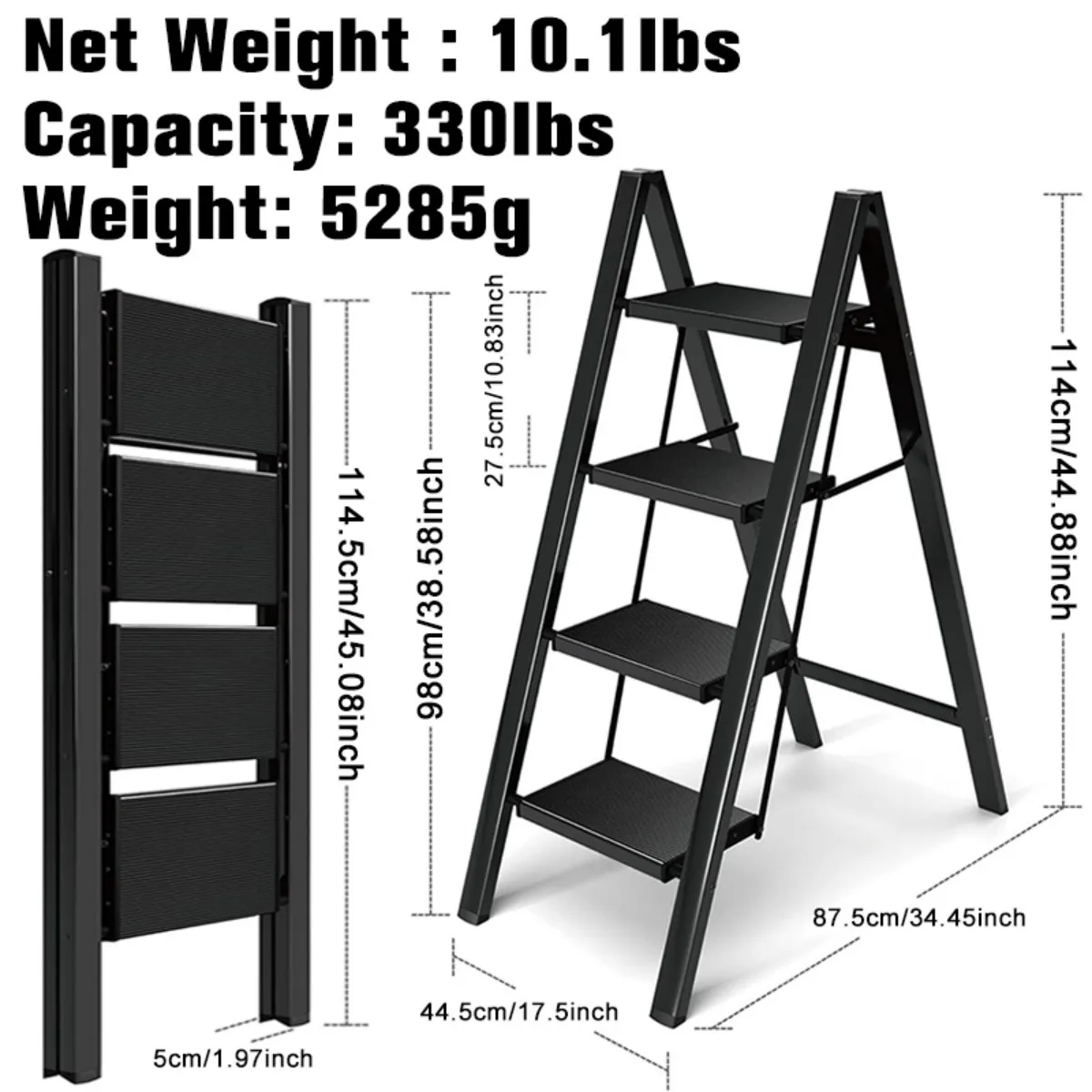 Ladder Folding Step Stool with Extra Wide Treads Portable Lightweight Home Ladder Kitchen Ladder Easy to Store Space Saving Capa