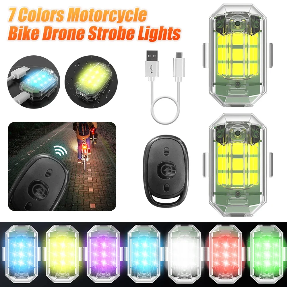 Waterproof LED Anti-collision Warning Light Rechargeable Motorcycle Flashing Taillight for Bicycle Aircraft Drone Strobe Light