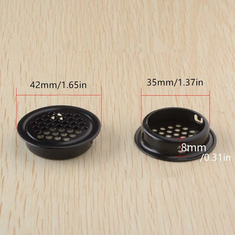 Round Ventilation Grille Cabinet Air Vent Hole Grille 35Mm 30 Pieces Black For Bathroom Cabinet Wardrobe Shoe Cabinet