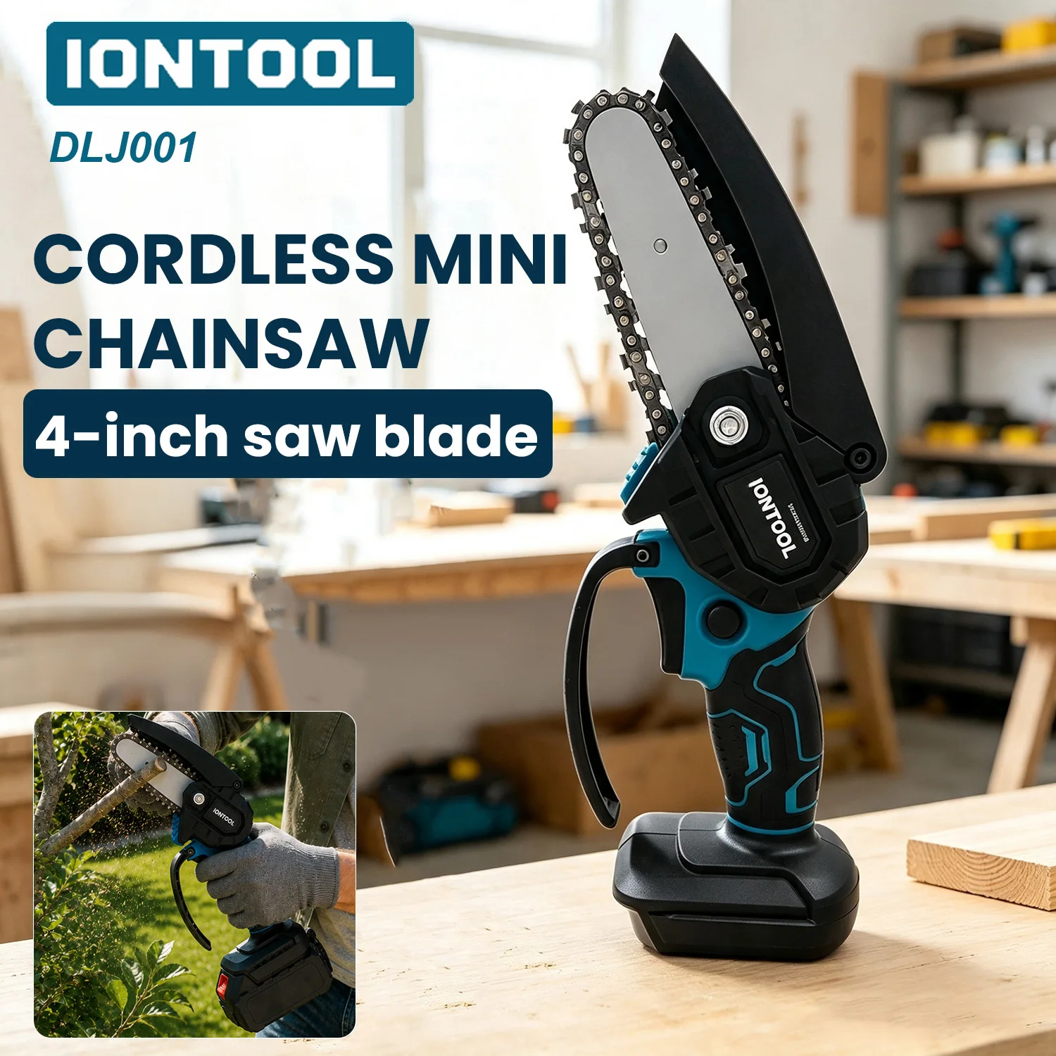 Gardening Tools To Cut Branches - IONTOOL Taşınabilir Kablosuz Mini Testere 4