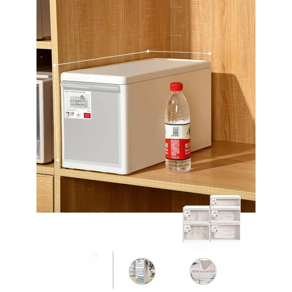 透明フロストプラスチック収納ボックス-引き出し式-家庭用-衣類整理-スナック収納キャビネット-ワードローブ収納ボックス