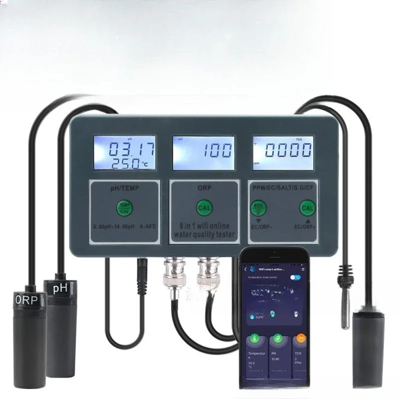 

Graffiti WiFi eight-in-one online water quality tester PH CF ORP salinity seawater fish tank water quality tester