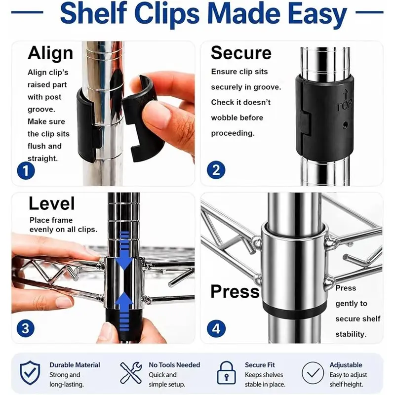 [A92P!】 Wire Shelf Clips 72PCS For 3/4 Inch Post, 0.75 In Wire Rack Plastic Sleeves, Shelf Lock Clips