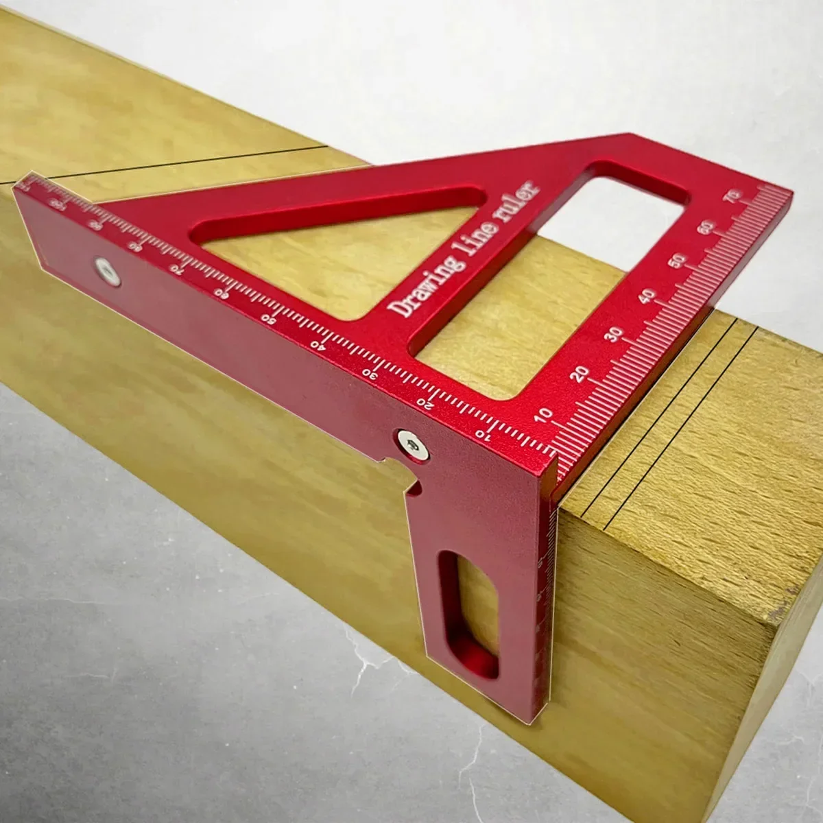 

3D Multi Angle Layout Measuring Tools Aluminum Alloy Red Miter Triangle Ruler 45°/90° Woodworking Square Protractor