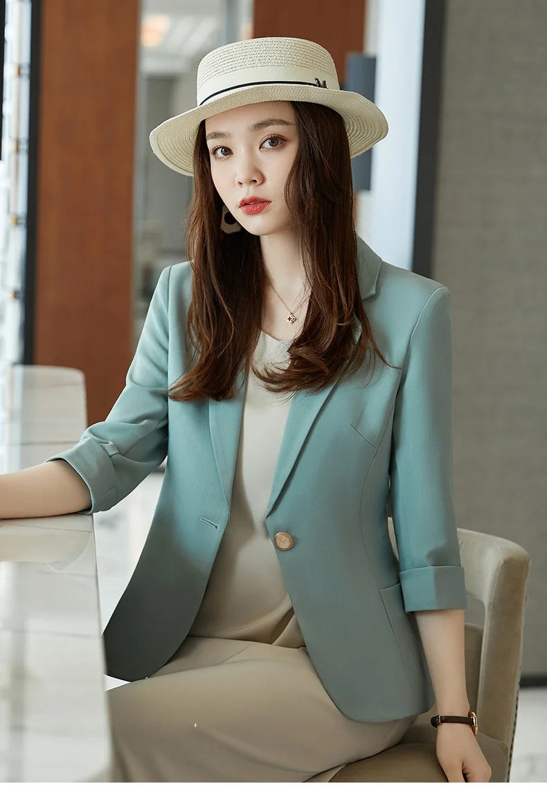 

Модный женский укороченный приталенный повседневный костюм с рукавом 3/4, легкая верхняя одежда премиум-класса для лета и осени, модная куртка