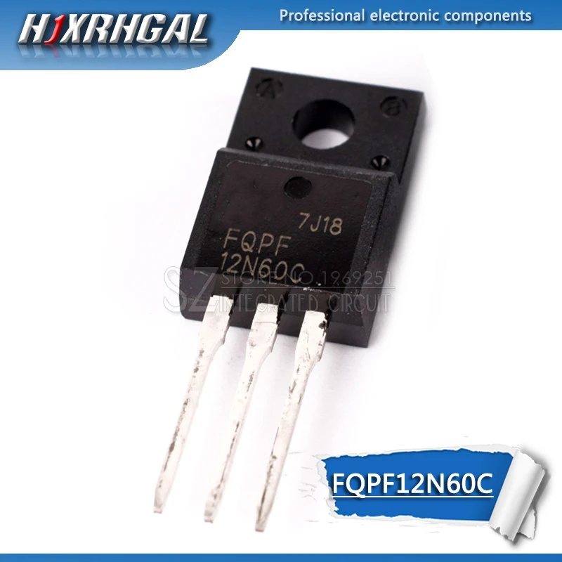 10pcs FQPF12N60C TO220F 12N60 TO-220F 12A / 600V N-channel MOSFET