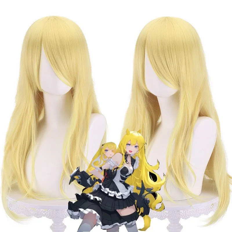 Panty & Stocking with Garterbelt Panty cosplay wig, golden long curly hair, realistic cosplay