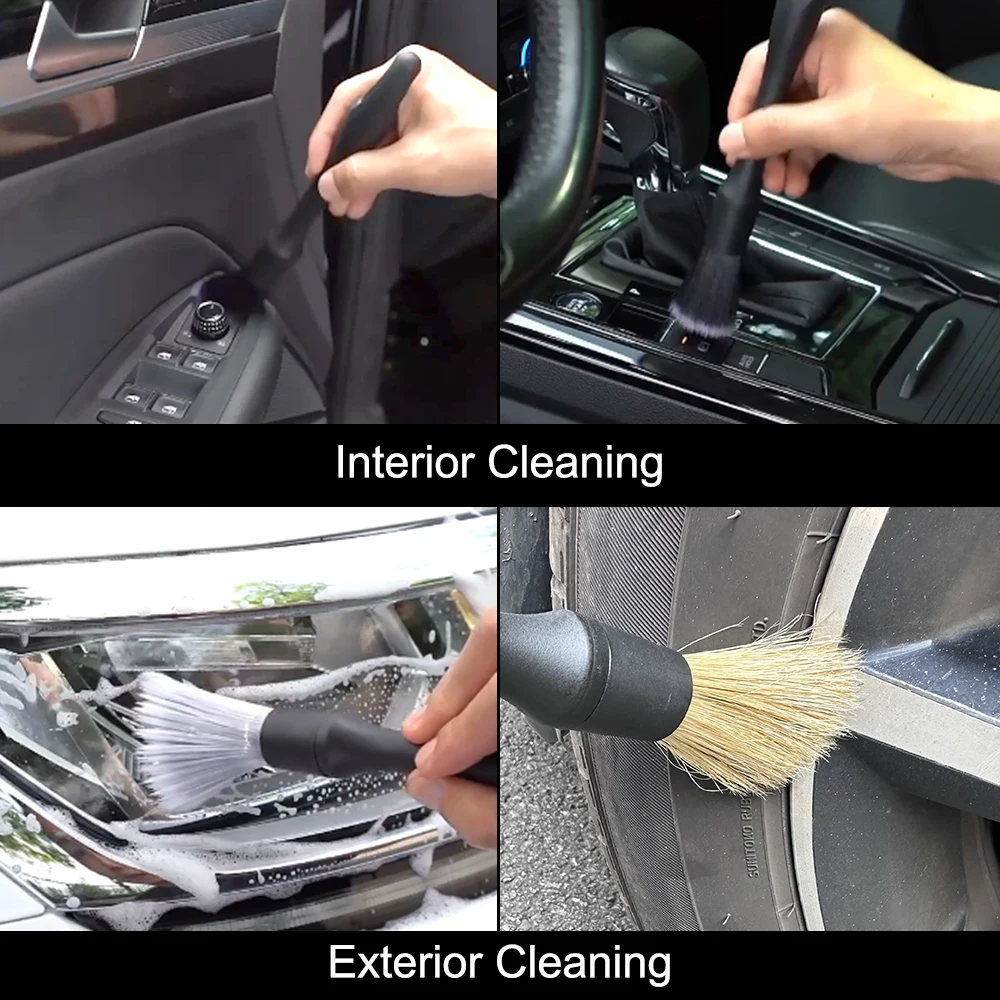 Car Bristle Brush Vent Seat Switch Instrument Cluster Detailing Dash Duster Cleaning Washer Brush Auto Care Interior Accessories